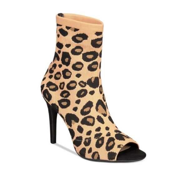 Inc open toe Leopard Heeled Sock Boot Mocha Mousse size 8 M retail$119 - Picture 8 of 10